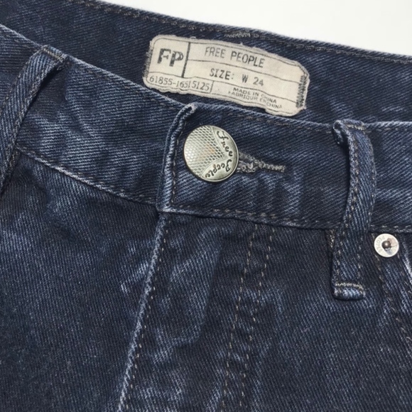 Free People Black Denim Cutoff Lace Short 24 - Picture 3 of 7